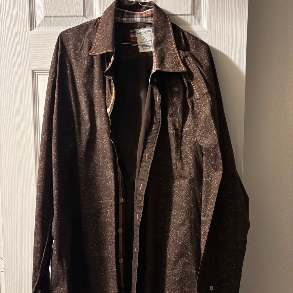 Men's Brown Paisley Dress Shirt